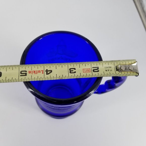 Longaberger Plastic Mug Cup Glass Latte Footed Blue Cobalt Royal Bright 16 Ounce - Picture 10 of 11